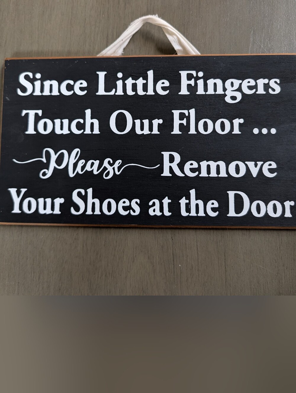 Please Remove Your Shoes at the Door Wooden Sign - Black & White